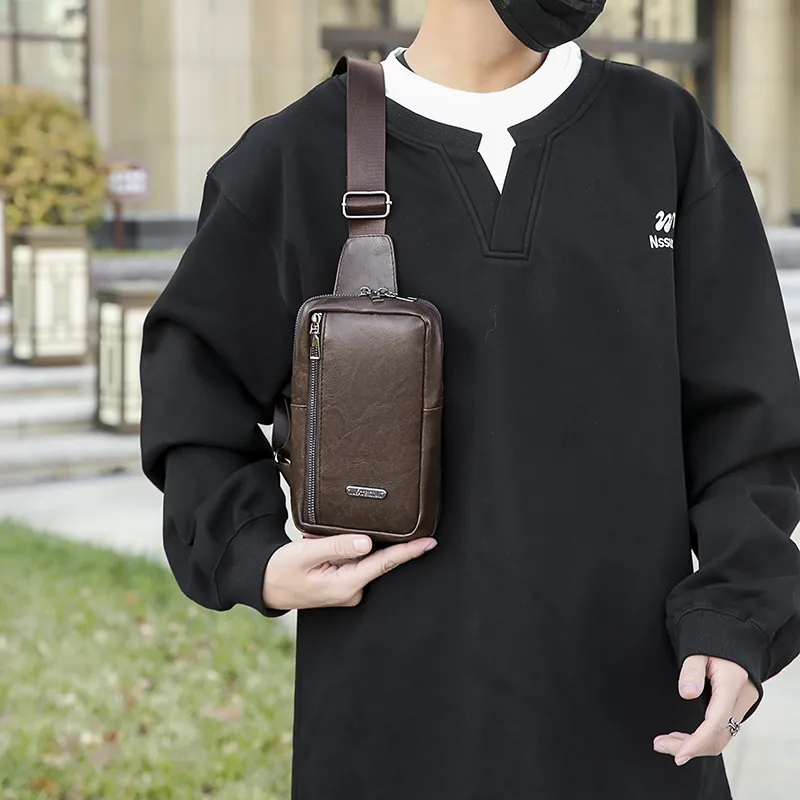 PAIBLOKS PU Sling Bag Regular Men's Black/Coffee-5