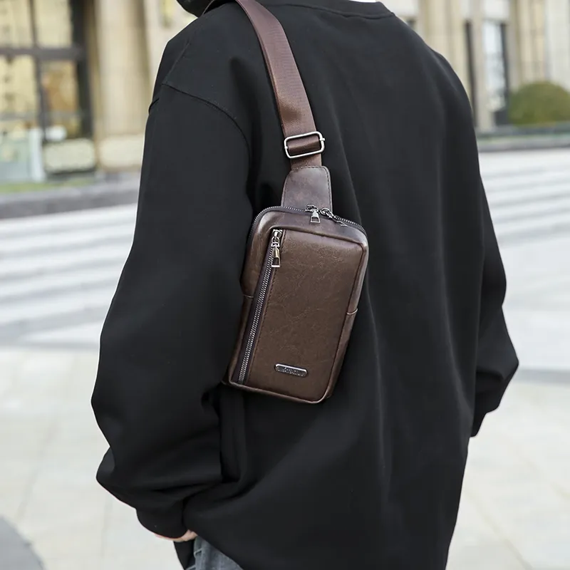 PAIBLOKS PU Sling Bag Regular Men's Black/Coffee-4