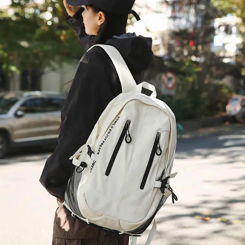 PAIBLOKS Nylon Backpack Unisex Black/White-7