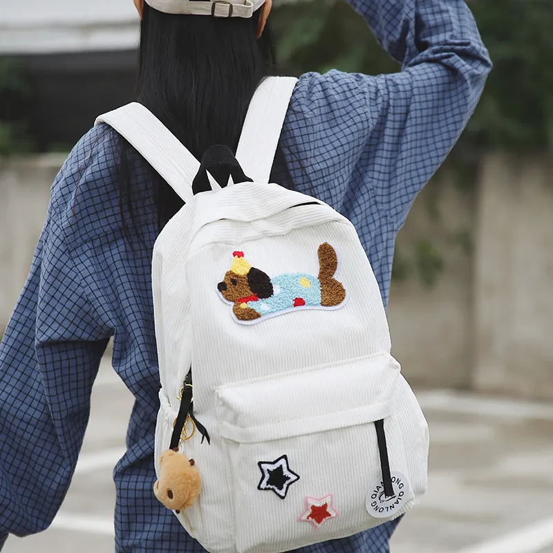 PAIBLOKS Corduroy Backpack Regular Unisex Multicolor-1
