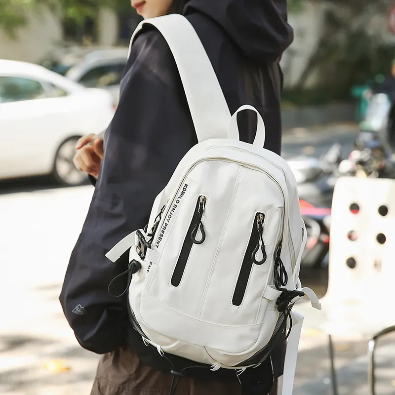 PAIBLOKS Nylon Backpack Unisex Black/White-8