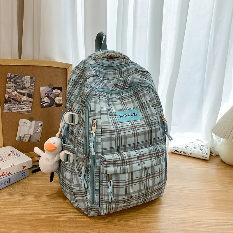 PAIBLOKS Nylon Backpack Unisex Black/pink/blue/yellow-6
