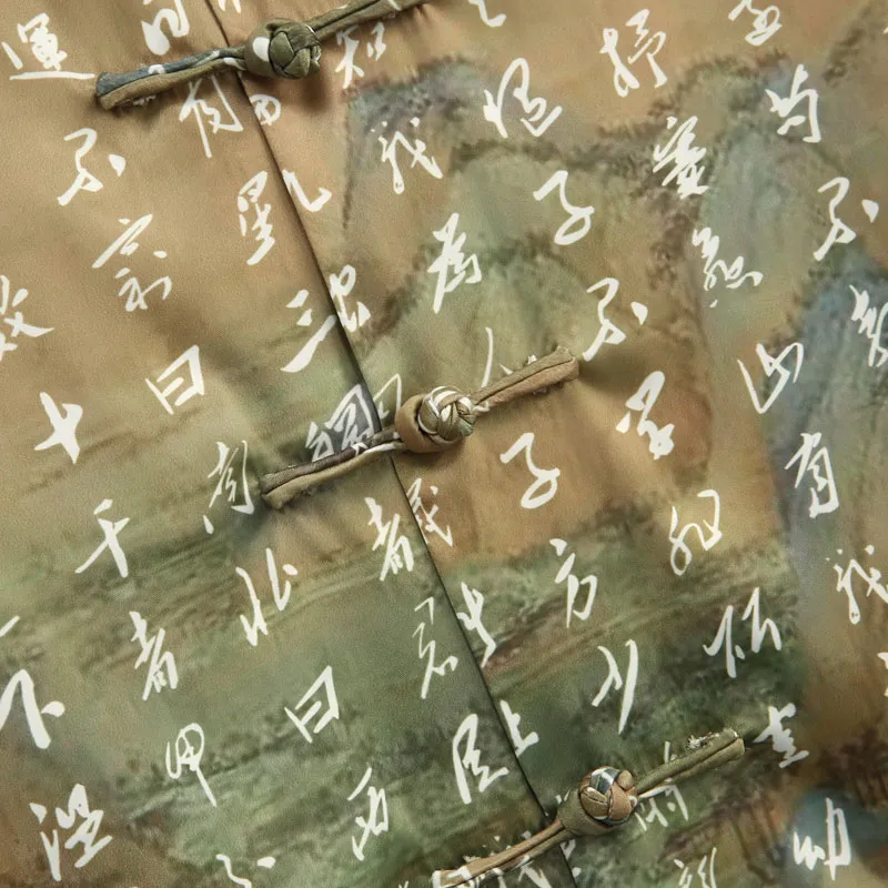 XUANSHENG Shirt Men's Landscape Script Font-4