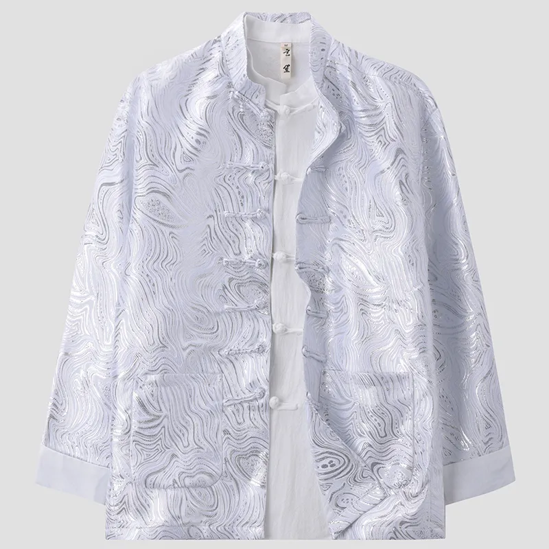 XUANSHENG Jackets Coats Men's Water Ripple Stripes-2