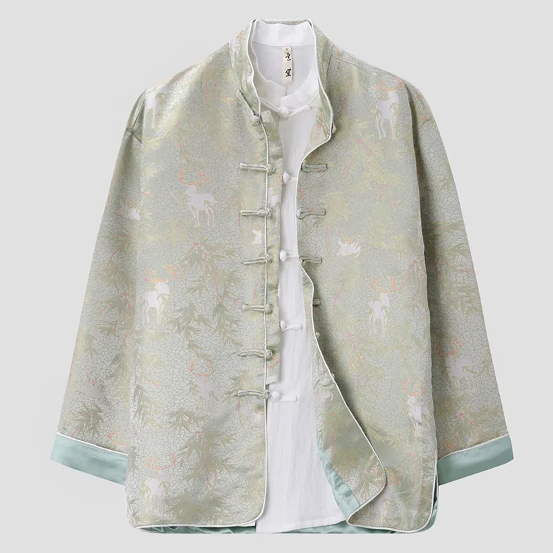 XUANSHENG Jackets Coats Men's Deer And Bamboo Harmony-1
