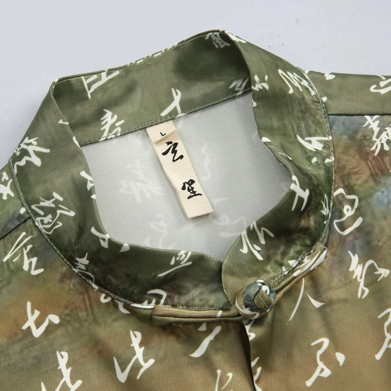 XUANSHENG Shirt Men's Landscape Script Font-3