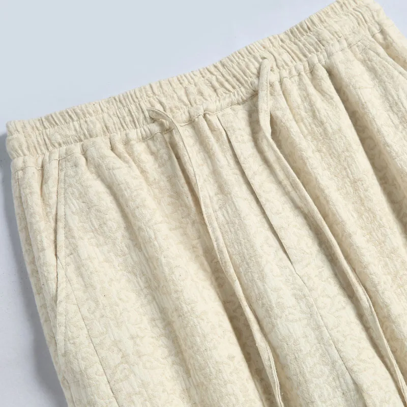 XUANSHENG Casual Pants Men's Hemp-4
