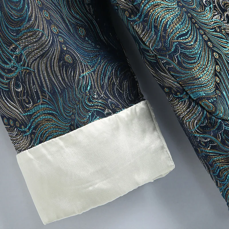 XUANSHENG Jackets Coats Men's Peacock Feather-4