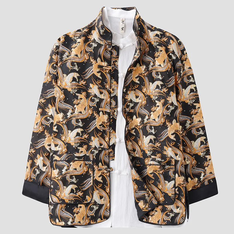 XUANSHENG Jackets Coats Men's Koi Fish-1