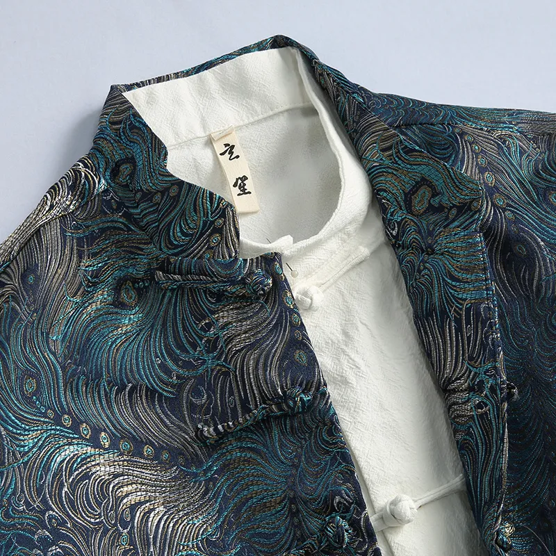 XUANSHENG Jackets Coats Men's Peacock Feather-2