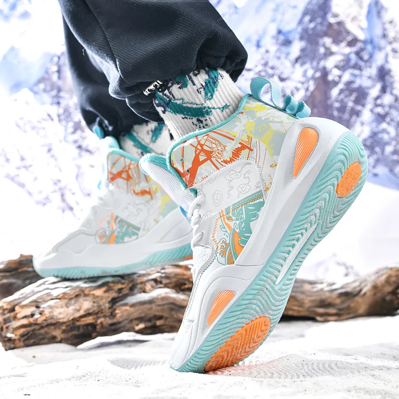 SOURCE Basketball Shoes Unisex High Top White/Pink/Aqua/Black-27
