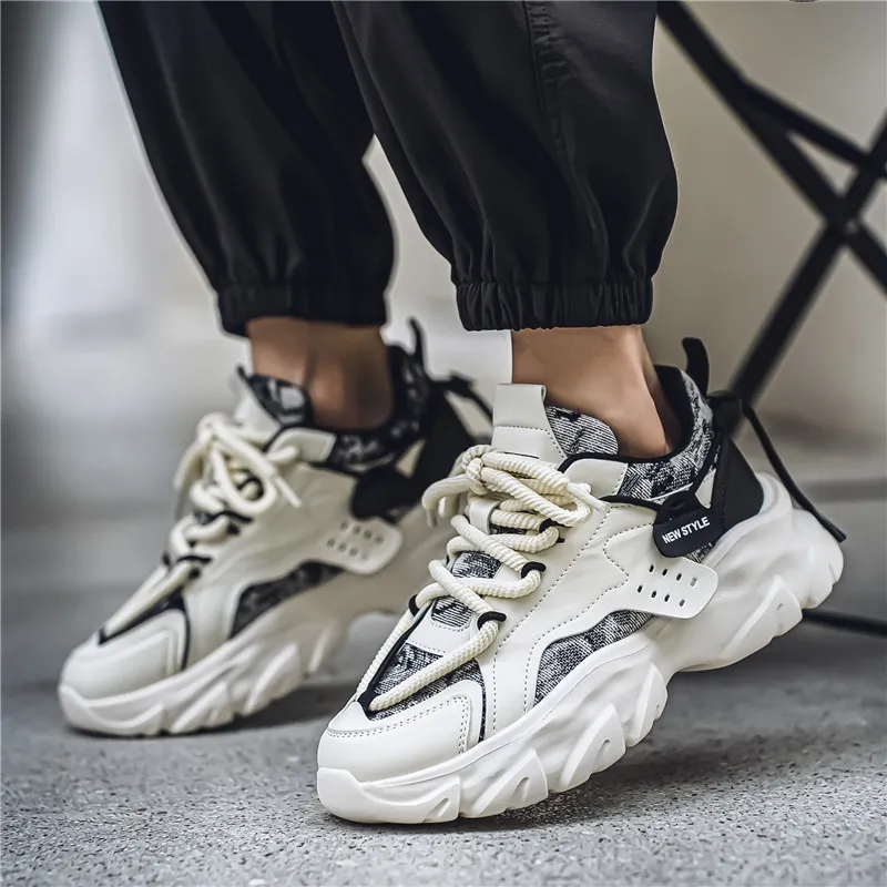 SOURCE Cushioned Anti Slip Wear Resistant Moisture Wicking Lightweight Height Increasing Low Top Chunky Sneakers Men's-9