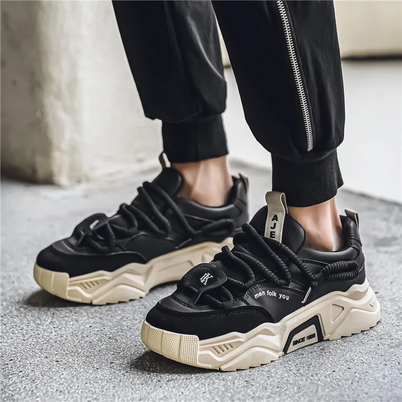 SOURCE Cushioned Anti Slip Wear Resistant Lightweight Height Increasing Low Top Chunky Sneakers Men's-7