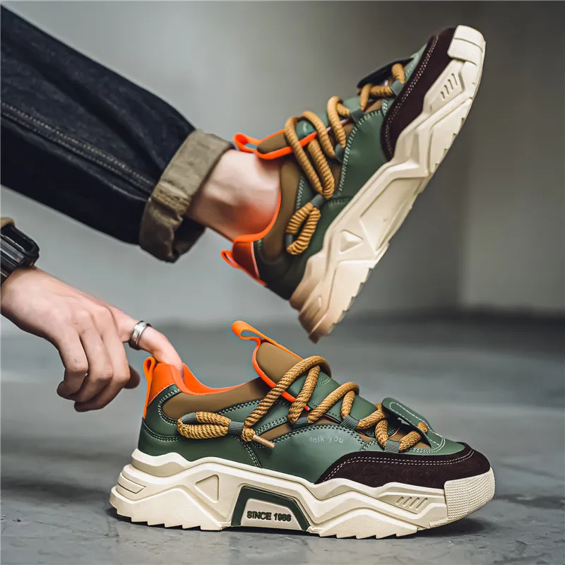 SOURCE Cushioned Anti Slip Wear Resistant Lightweight Height Increasing Low Top Chunky Sneakers Men's-4