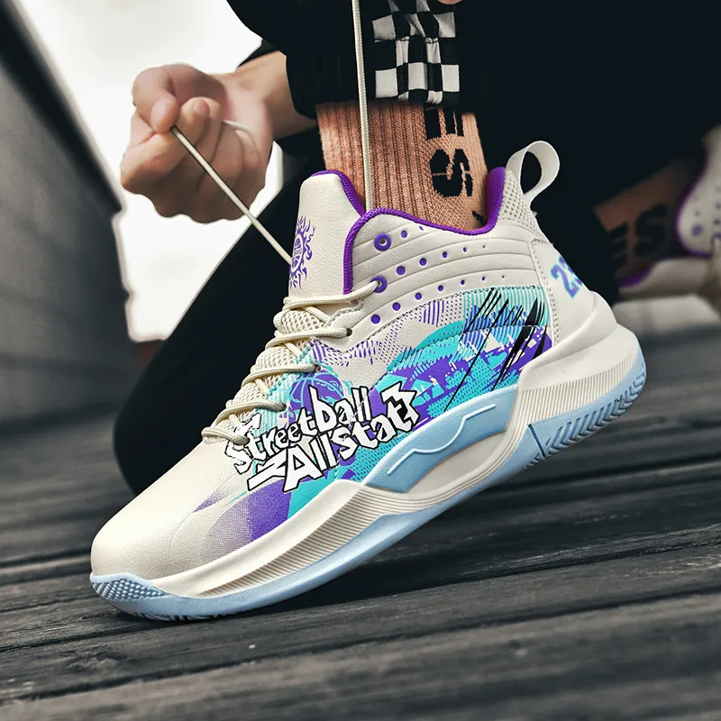 SOURCE Cushioning Anti Slip Wear Resistant Moisture Wicking Coverage Impact Resistant Mid Top Basketball Shoes Unisex-10