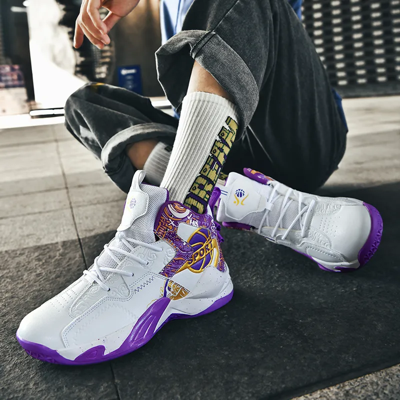 SOURCE Cushioning Anti Slip Wear Resistant Impact Resistant Lightweight Rebound High Top Basketball Shoes Unisex-10