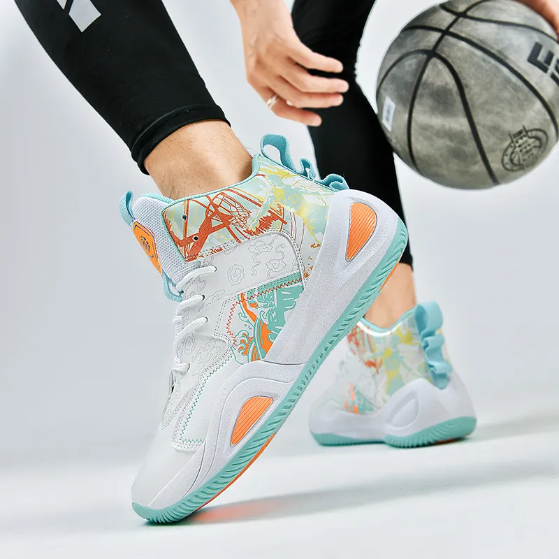 SOURCE Basketball Shoes Unisex High Top White/Pink/Aqua/Black-4