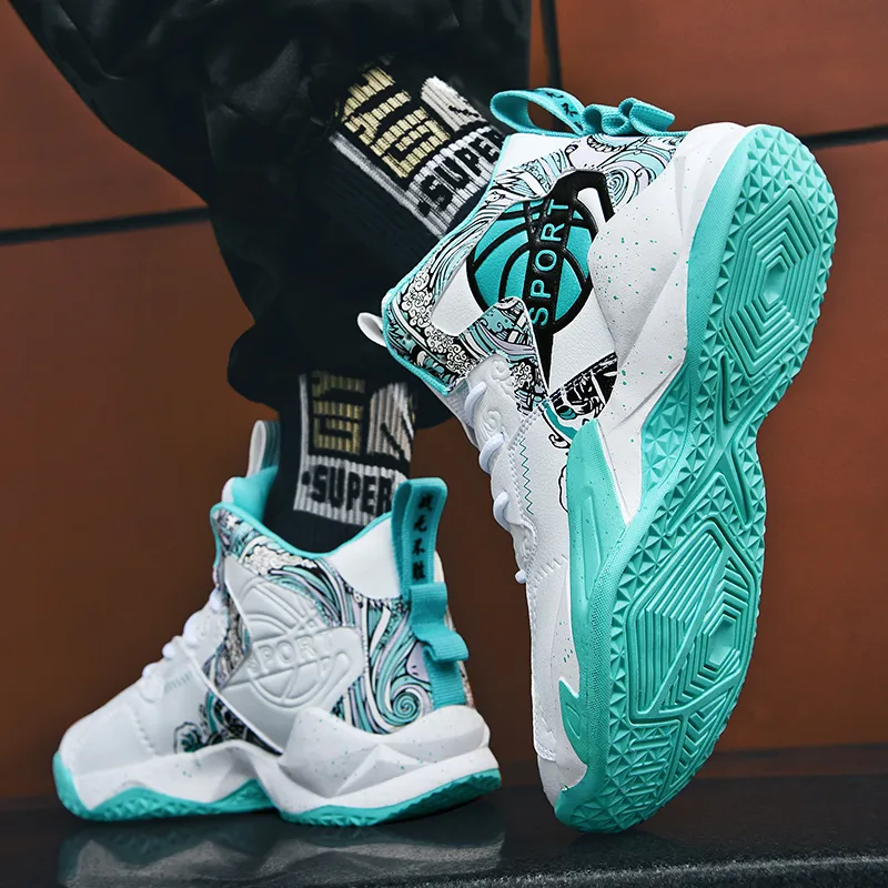 SOURCE Cushioning Anti Slip Wear Resistant Impact Resistant Lightweight Rebound High Top Basketball Shoes Unisex-5