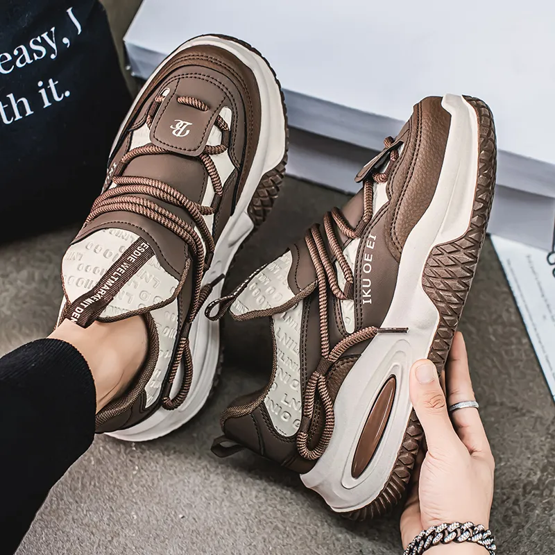 SOURCE Cushioning, Slip Resistant, Abrasion Resistant, Balance, Impact Resistant Low Top Chunky Sneakers Men's-7