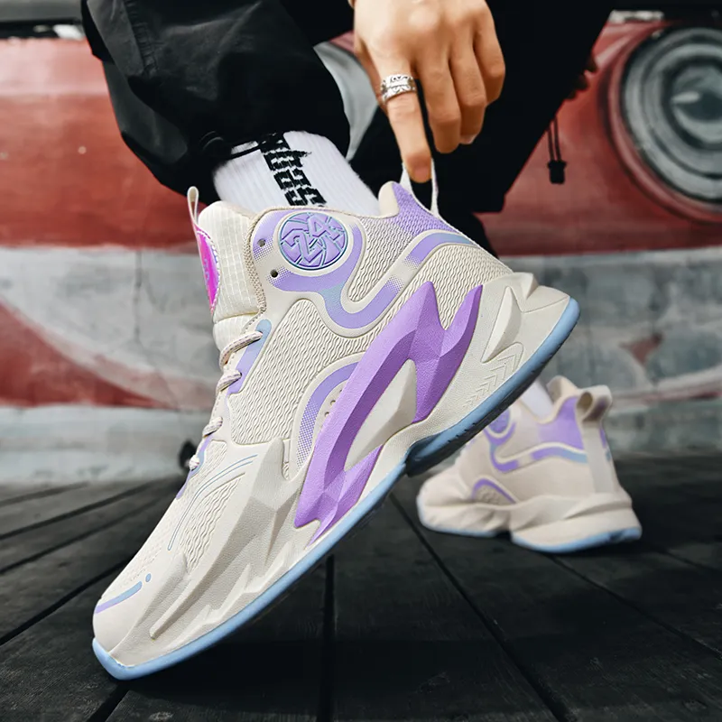 SOURCE Basketball Shoes Unisex Mid Top Purple/White/Blue-9
