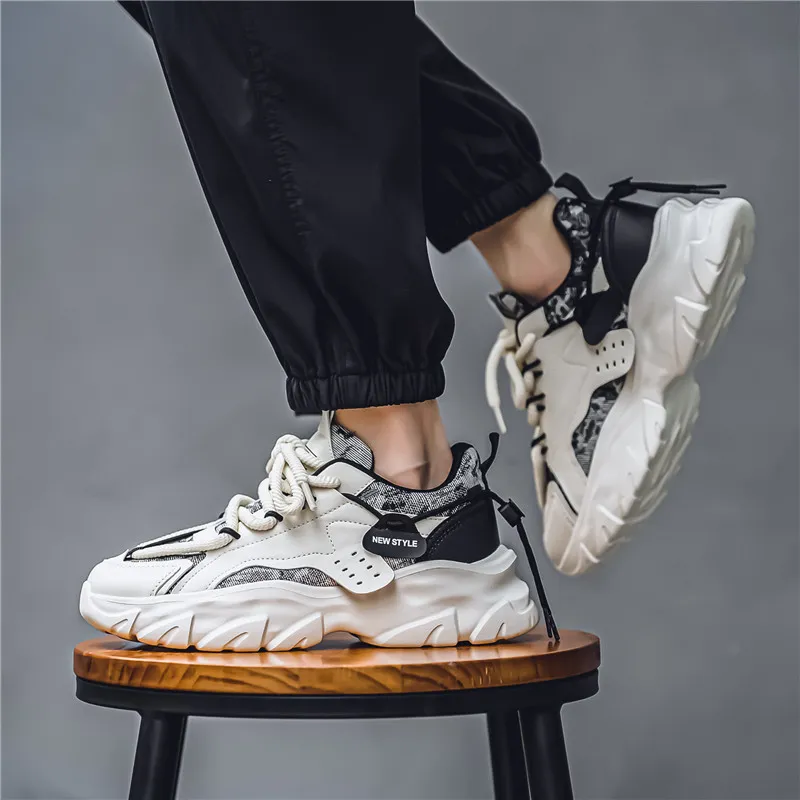 SOURCE Cushioned Anti Slip Wear Resistant Moisture Wicking Lightweight Height Increasing Low Top Chunky Sneakers Men's-10