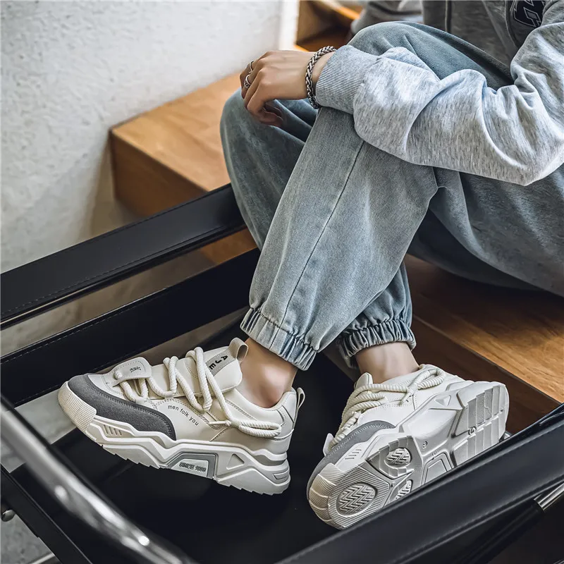 SOURCE Cushioned Anti Slip Wear Resistant Lightweight Height Increasing Low Top Chunky Sneakers Men's-14
