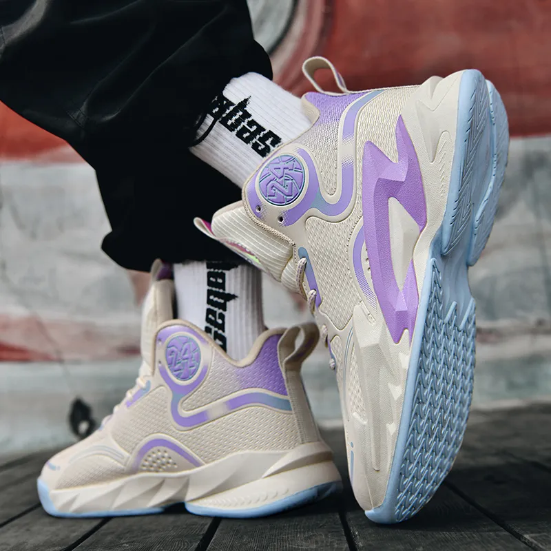 SOURCE Basketball Shoes Unisex Mid Top Purple/White/Blue-8