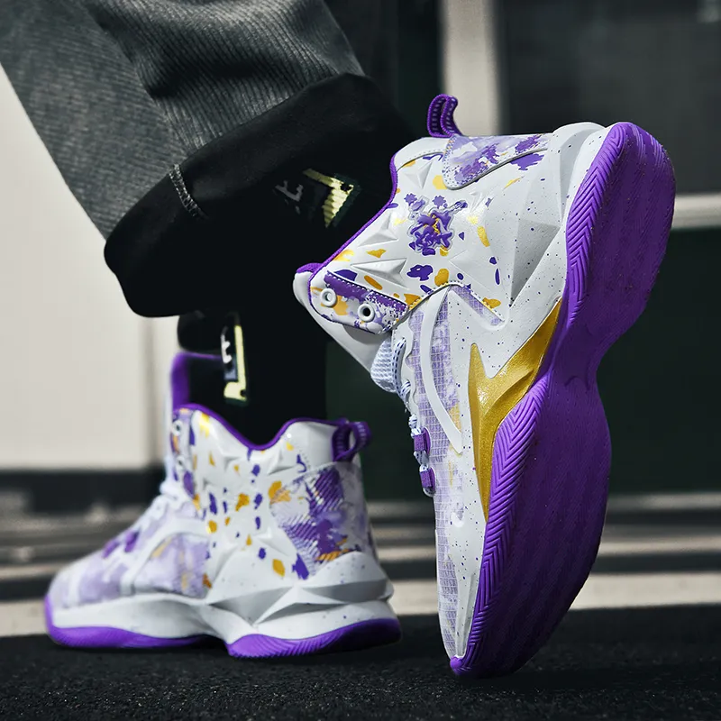 SOURCE Basketball Shoes Unisex High Top White Purple/White Gray/White Moon/White Blue-2