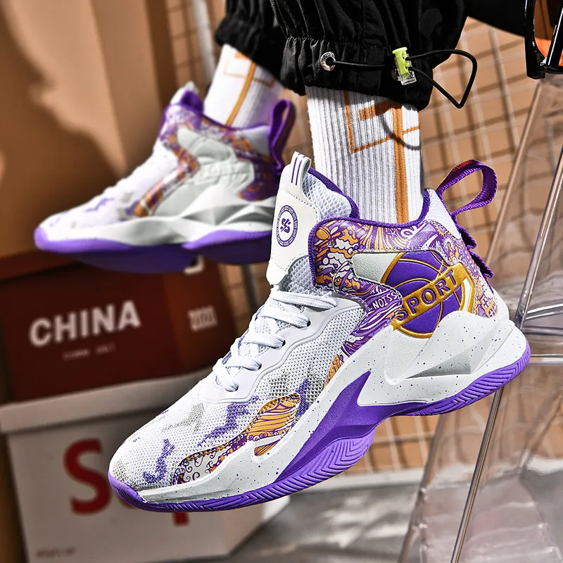 SOURCE Cushioning Abrasion Resistant Moisture Wicking Lightweight Rebound Mid Top Basketball Shoes Unisex-9