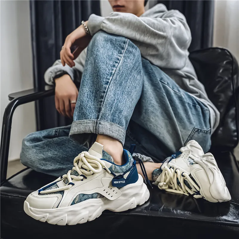 SOURCE Cushioned Anti Slip Wear Resistant Moisture Wicking Lightweight Height Increasing Low Top Chunky Sneakers Men's-6