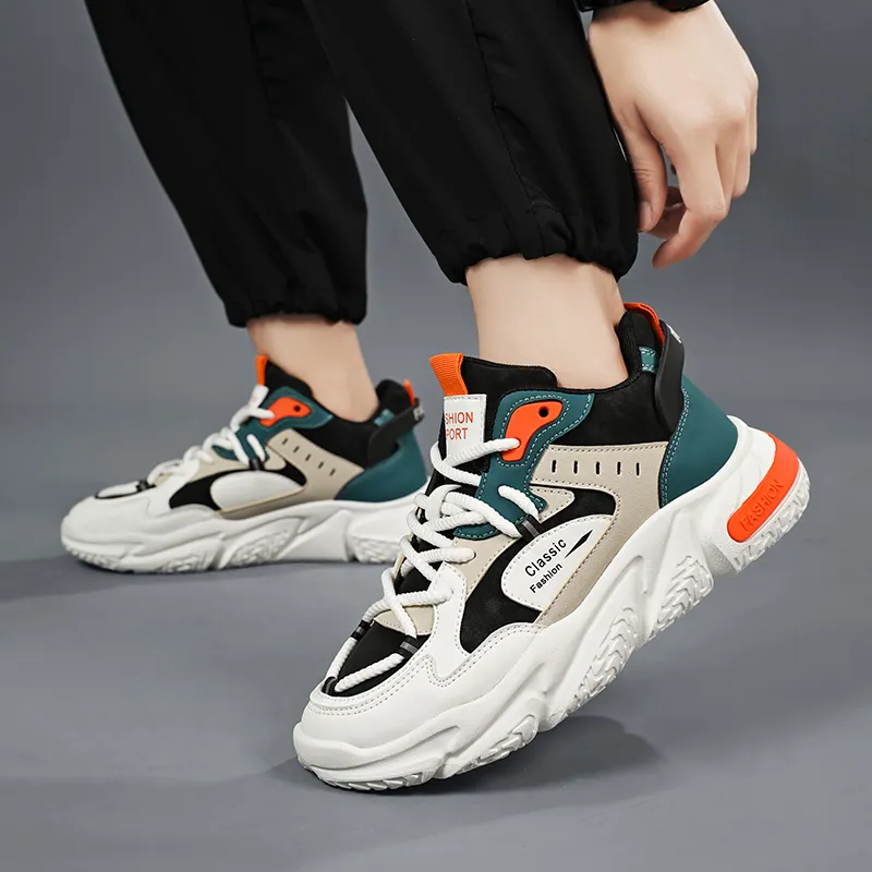 SOURCE Chunky Sneakers Unisex Low Top Beige/Orange/Black-3