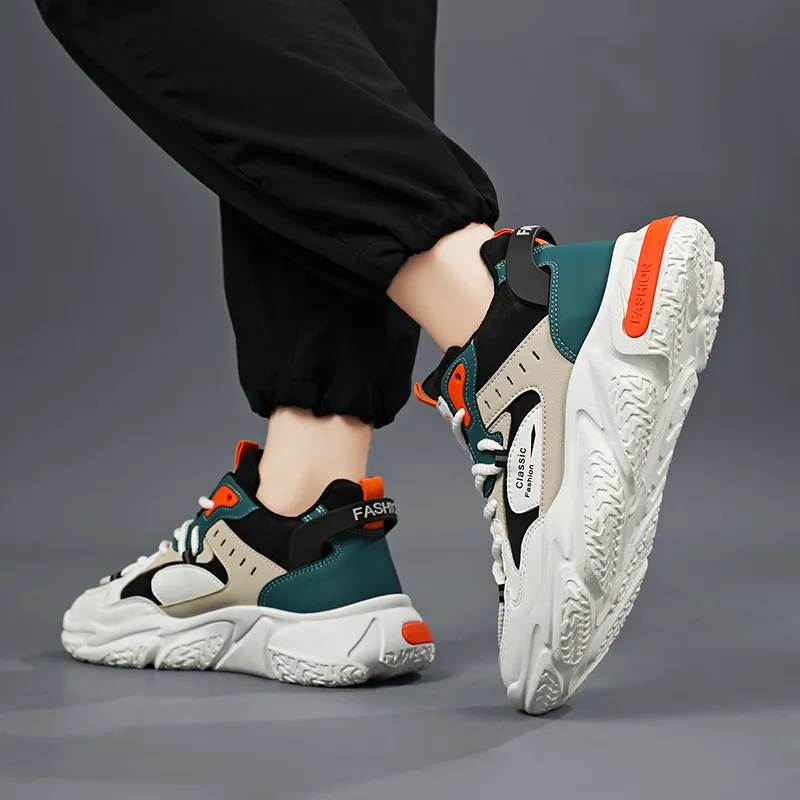 SOURCE Chunky Sneakers Unisex Low Top Beige/Orange/Black-2