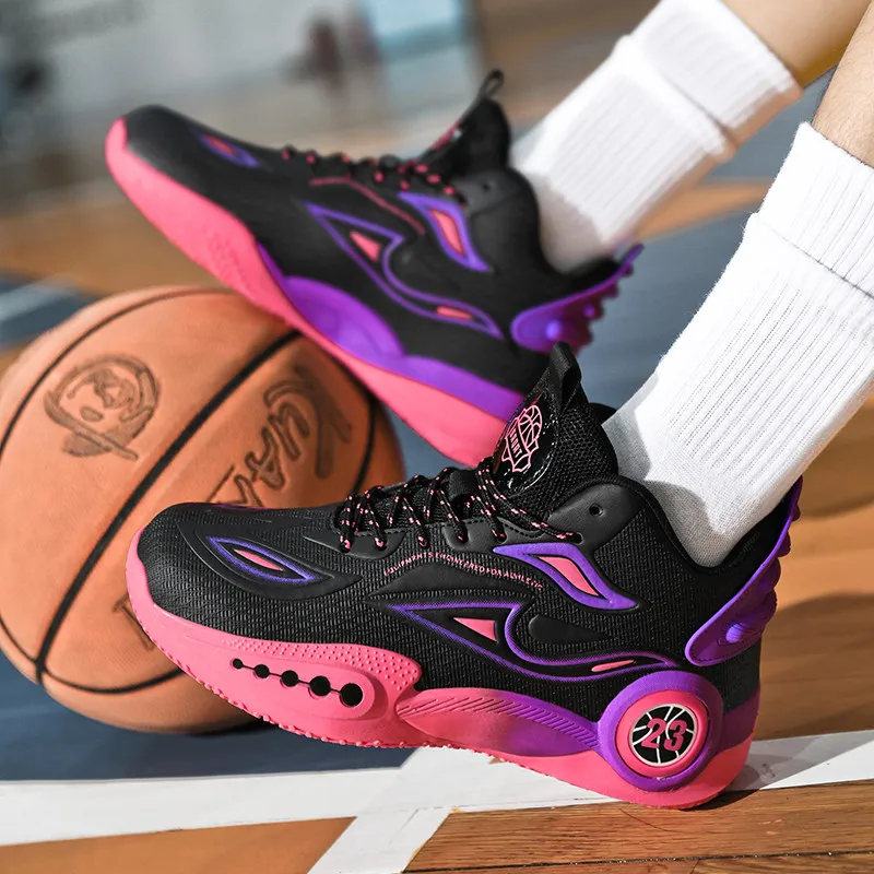 SOURCE Basketball Shoes Unisex High Top Black/Red/Purple/Black/Blue/White-3