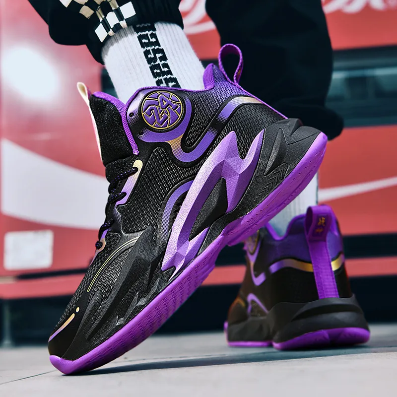 SOURCE Basketball Shoes Unisex Mid Top Purple/White/Blue-2
