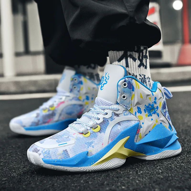SOURCE Basketball Shoes Unisex High Top White Purple/White Gray/White Moon/White Blue-16