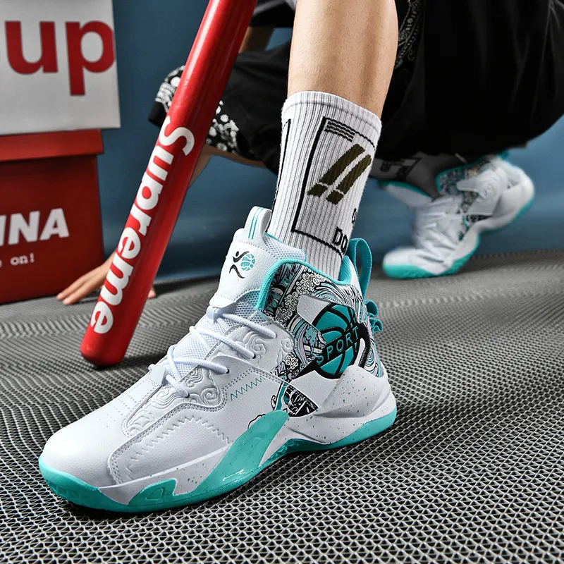 SOURCE Cushioning Anti Slip Wear Resistant Impact Resistant Lightweight Rebound High Top Basketball Shoes Unisex-6