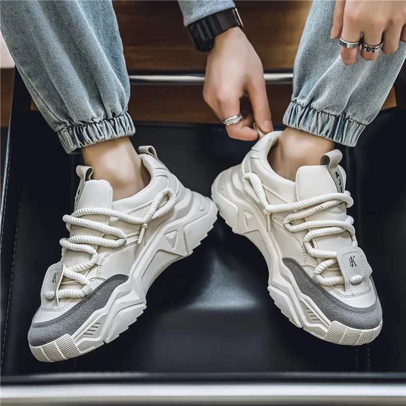 SOURCE Cushioned Anti Slip Wear Resistant Lightweight Height Increasing Low Top Chunky Sneakers Men's-13