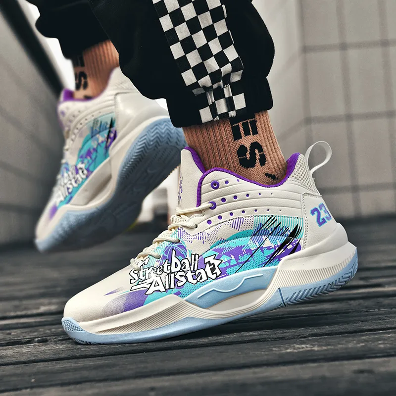 SOURCE Cushioning Anti Slip Wear Resistant Moisture Wicking Coverage Impact Resistant Mid Top Basketball Shoes Unisex-11