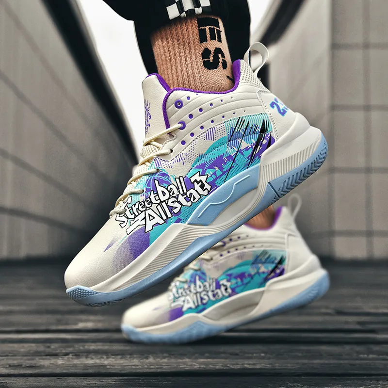 SOURCE Cushioning Anti Slip Wear Resistant Moisture Wicking Coverage Impact Resistant Mid Top Basketball Shoes Unisex-9