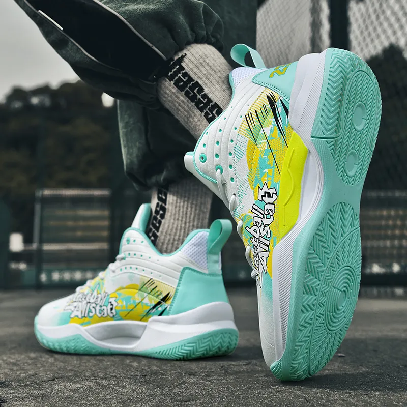 SOURCE Cushioning Anti Slip Wear Resistant Moisture Wicking Coverage Impact Resistant Mid Top Basketball Shoes Unisex-13