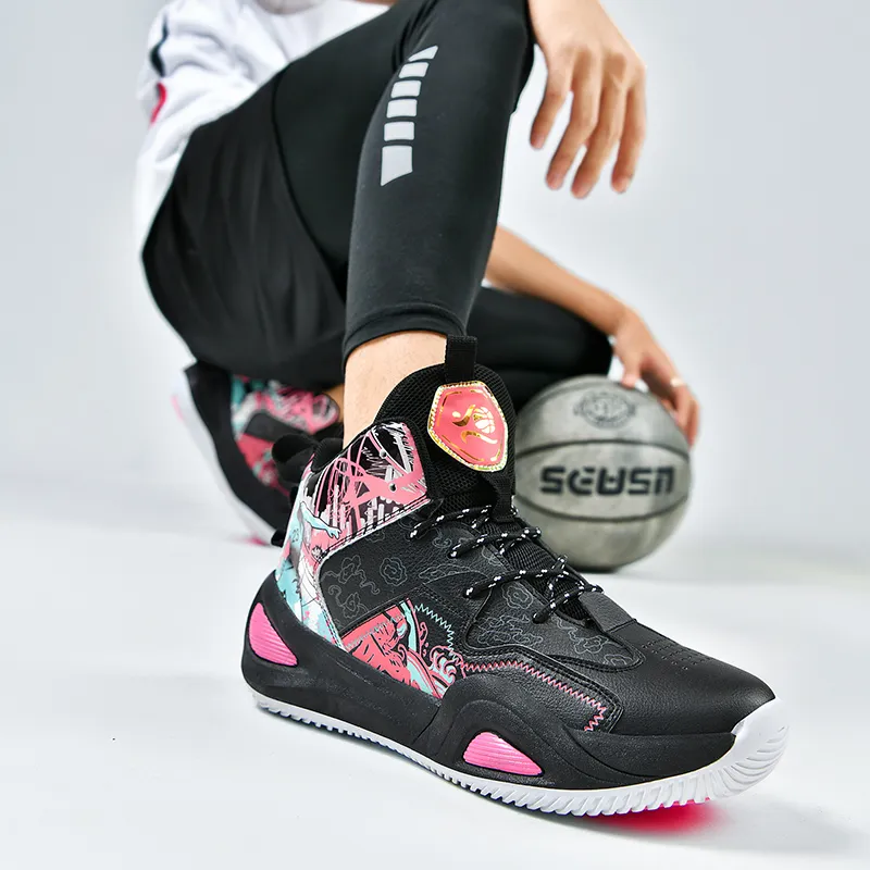 SOURCE Basketball Shoes Unisex High Top White/Pink/Aqua/Black-13