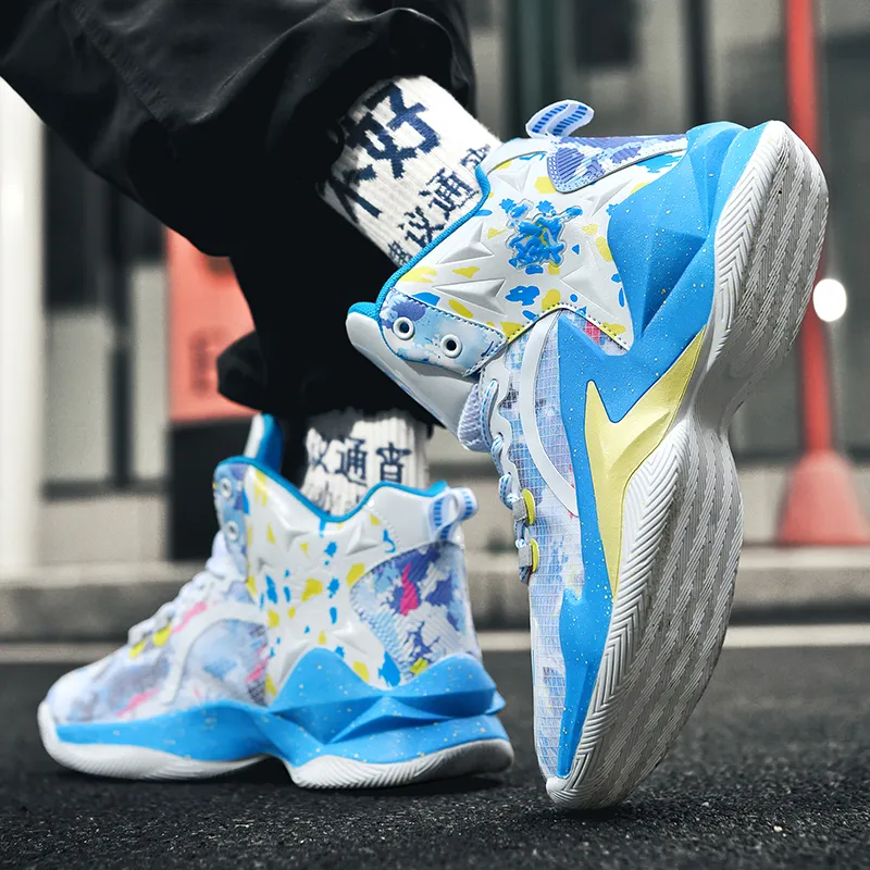 SOURCE Basketball Shoes Unisex High Top White Purple/White Gray/White Moon/White Blue-15