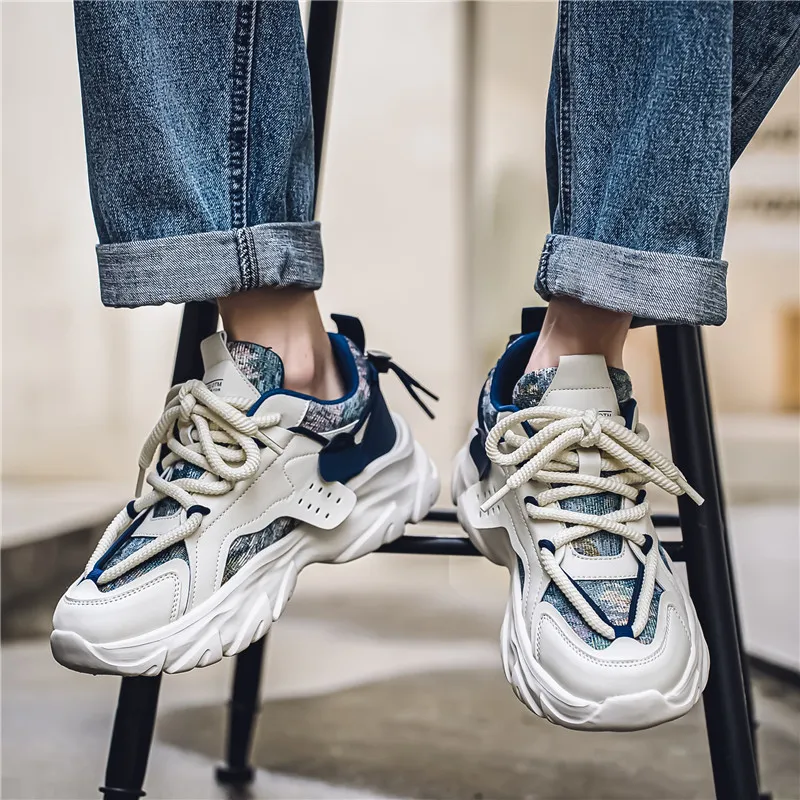 SOURCE Cushioned Anti Slip Wear Resistant Moisture Wicking Lightweight Height Increasing Low Top Chunky Sneakers Men's-5
