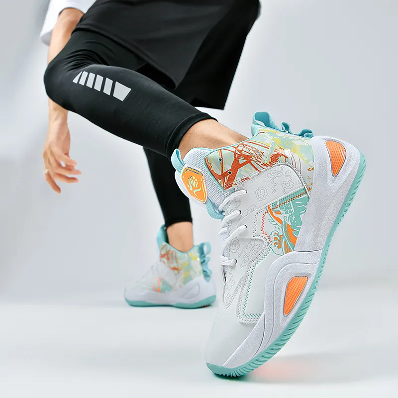 SOURCE Basketball Shoes Unisex High Top White/Pink/Aqua/Black-5