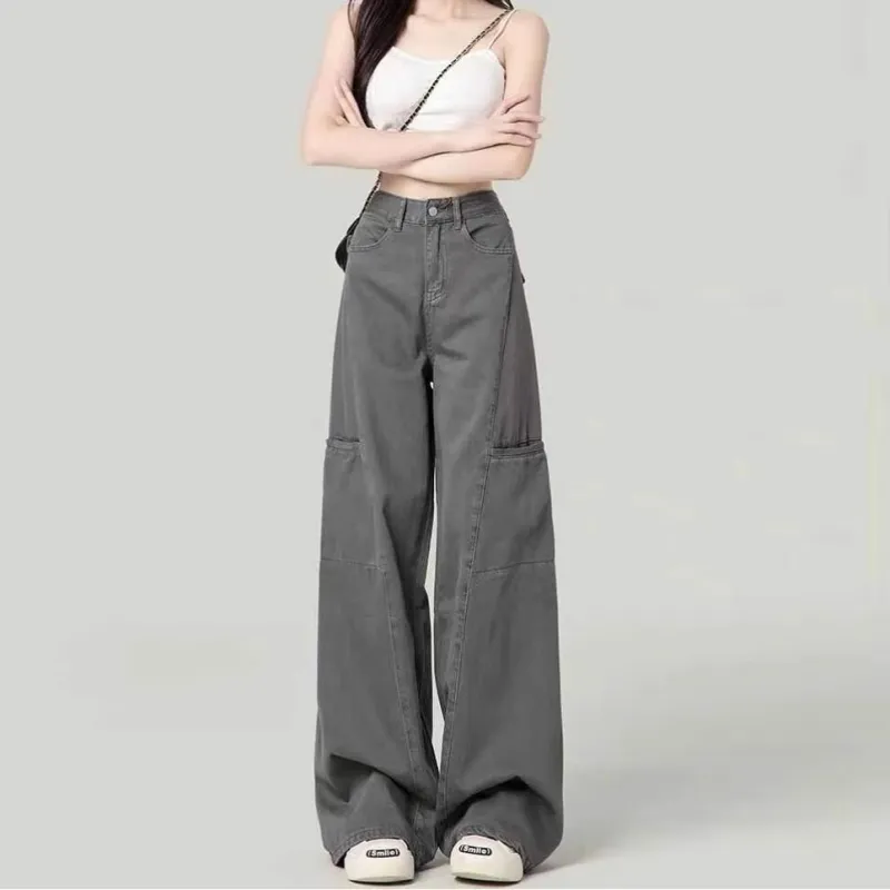 TLONELY1 Jeans Women's Gray Enhances Height And Slimness-3