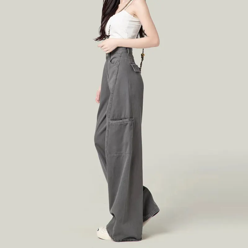 TLONELY1 Jeans Women's Gray Enhances Height And Slimness-4