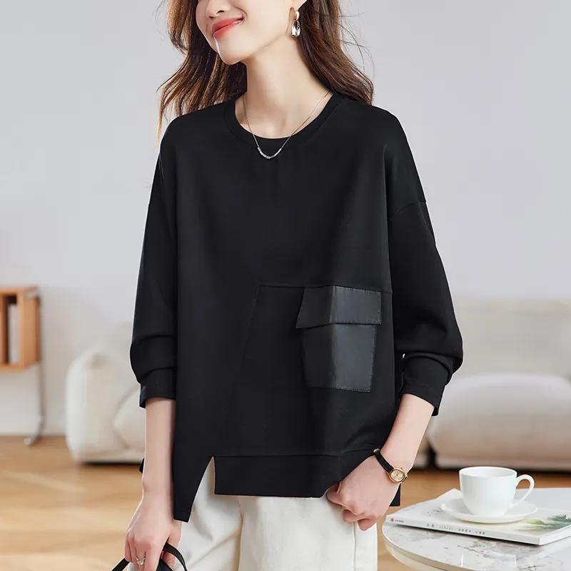 Korean Style Sweatshirt Women's Night Black-4