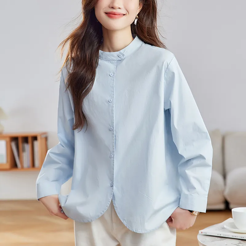 Korean Style Shirt Women's Misty Blue-2