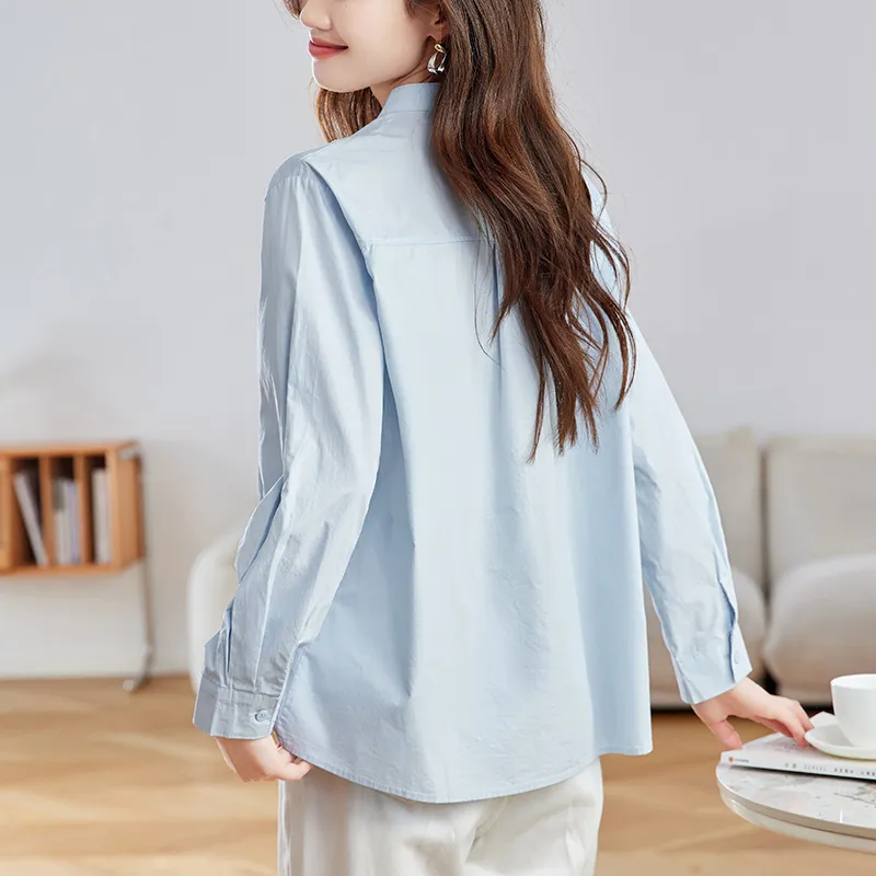 Korean Style Shirt Women's Misty Blue-1