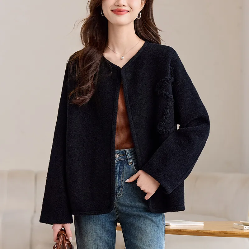 Korean Style Cropped Coat Women's-4